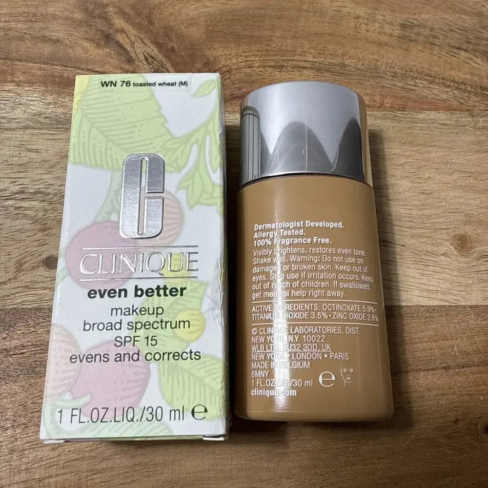 Clinique Even Better Makeup WN 76 Toasted Wheat Medium SPF 15 1oz Broad Spectrum